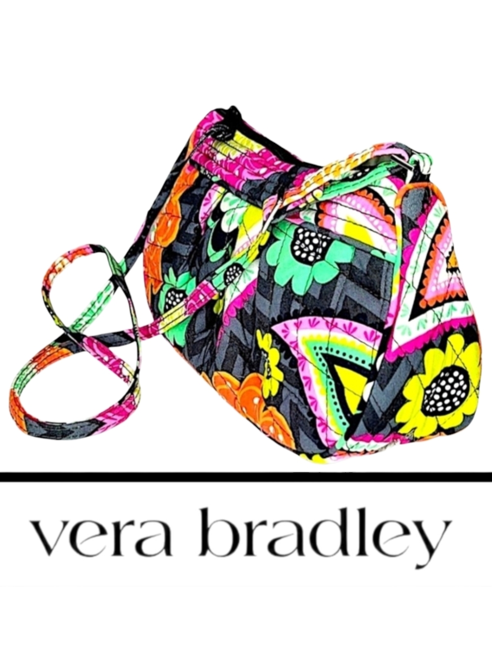 Vera Bradley Black Multi Floral Crossbody Bag